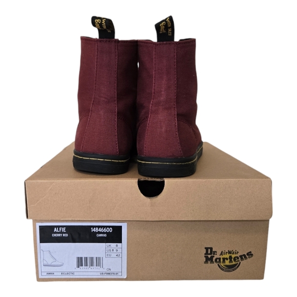 Doc Martens Alphie Cherry Red Canvas Boot Men's 9 Women's 10.5 - Picture 4 of 5